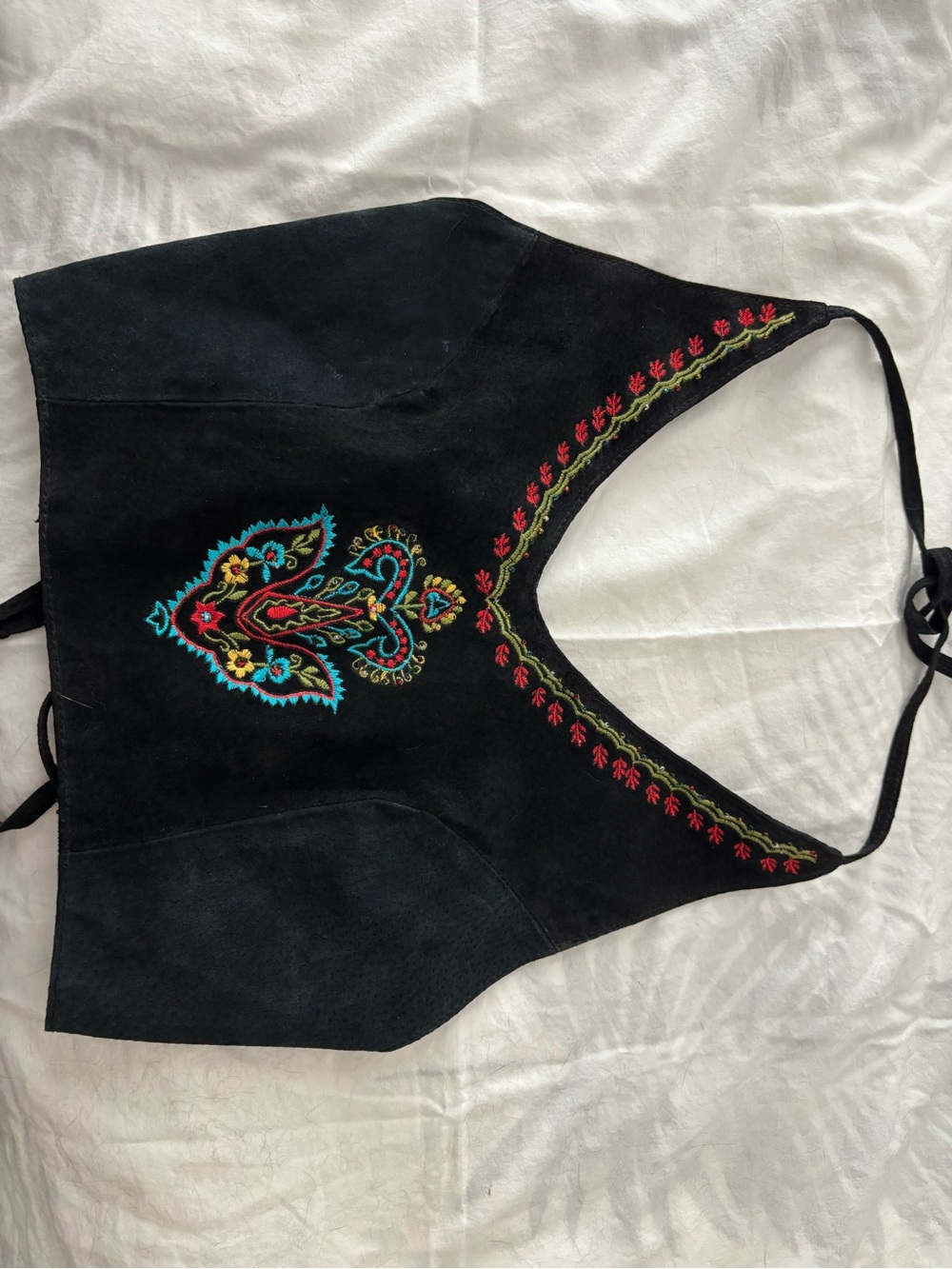 Genuine vintage suede embroidered halter top